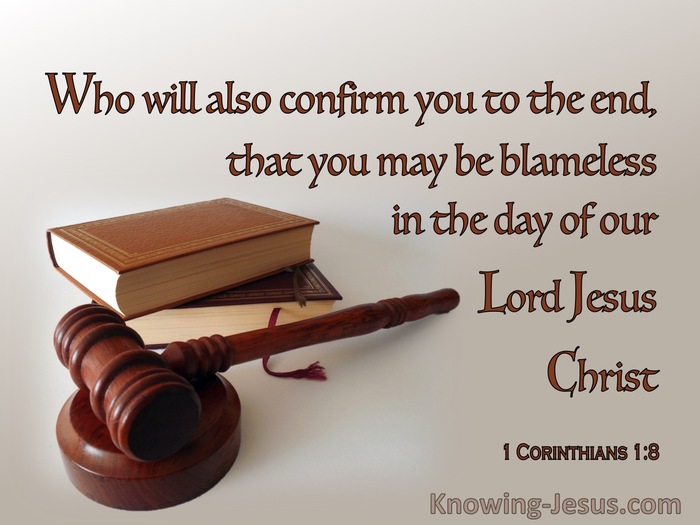 1 Corinthians 1:8 That You May Be Blameless 1:8 (brown)