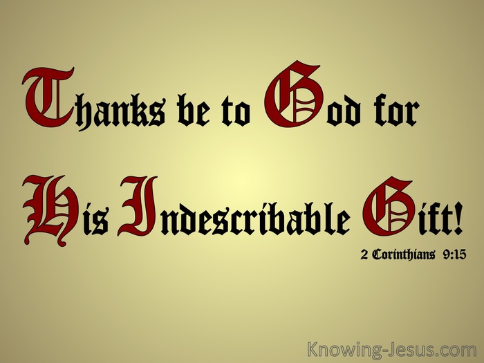 2 Corinthians 9:15 Jesus The Incomparable Gift (red)