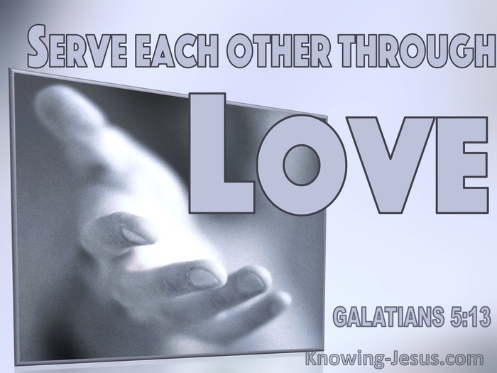 Galatians 5:13 For you were called to freedom, brethren; only do not turn  your freedom into an opportunity for the flesh, but through love serve one  another.