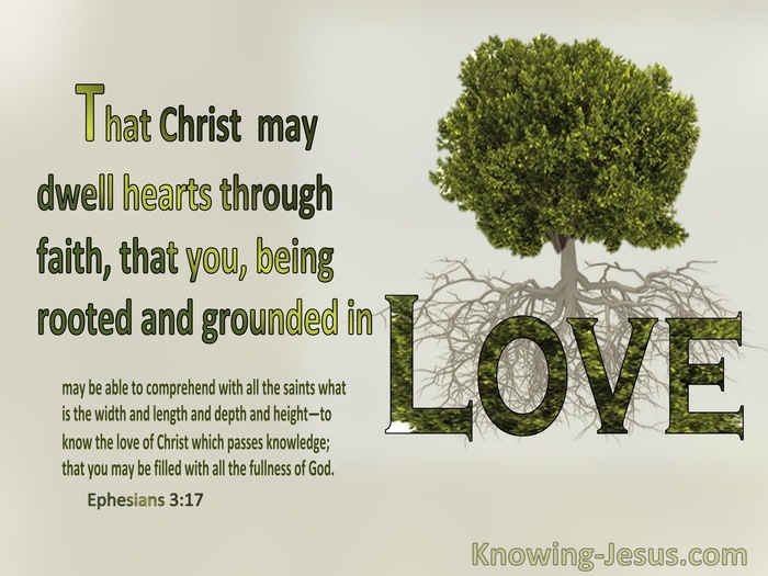 Ephesians 3:17 That Christ May Dwell In Your hearts Through Faith  Rooted And Grounded In Love (gray)