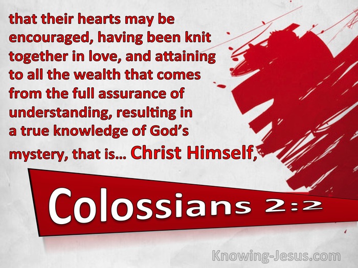 Colossians 2:2 Knit Together In Love In Christ (red)