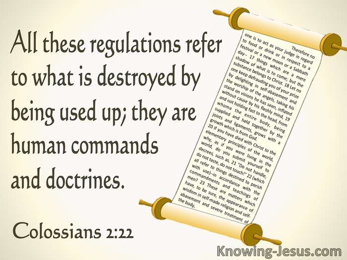 Colossians 2:22 These Are Human Commands and Doctrines (beige)