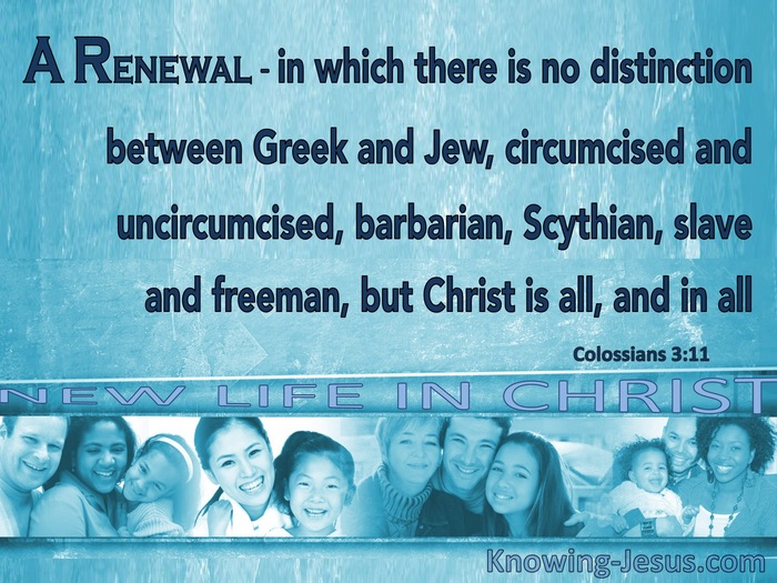 Colossians 3:11 No Distinction Between Jew And Greek (blue)