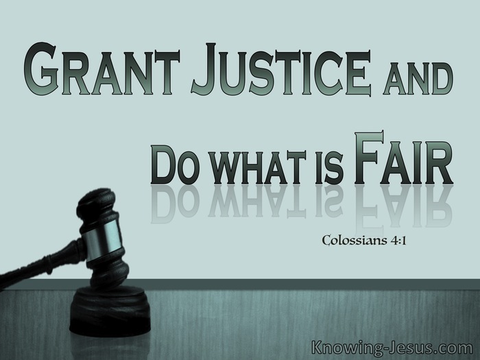 Colossians 4:1 Masters Grant Justice and Fairness (aqua)
