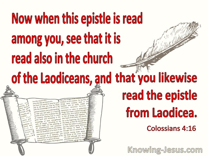 Colossians 4:16 Read This Epistle To The Church Of The Laodicans (red)