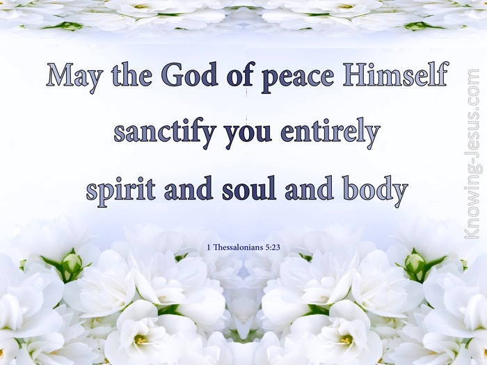 1 Thessalonians 5:23 The God Of Peace Sanctify You (blue)