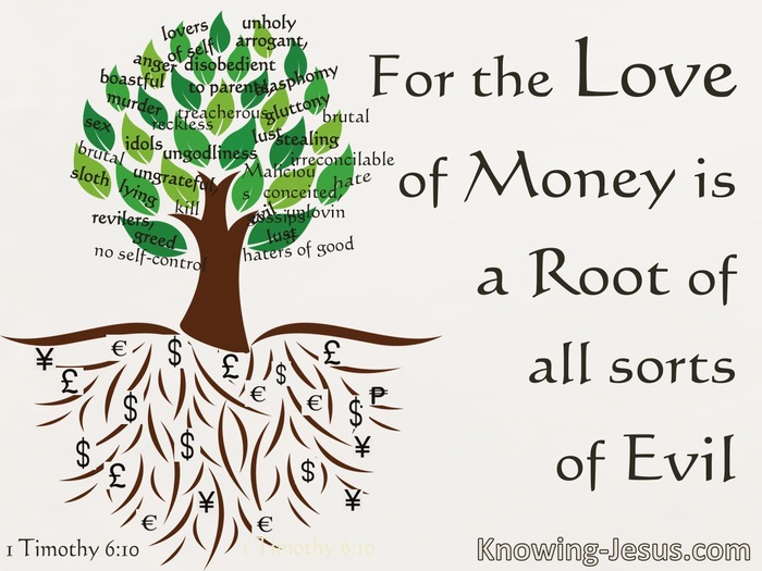 1 Timothy 6:10 The Love Of Money Is A Root Of Evil (beige)
