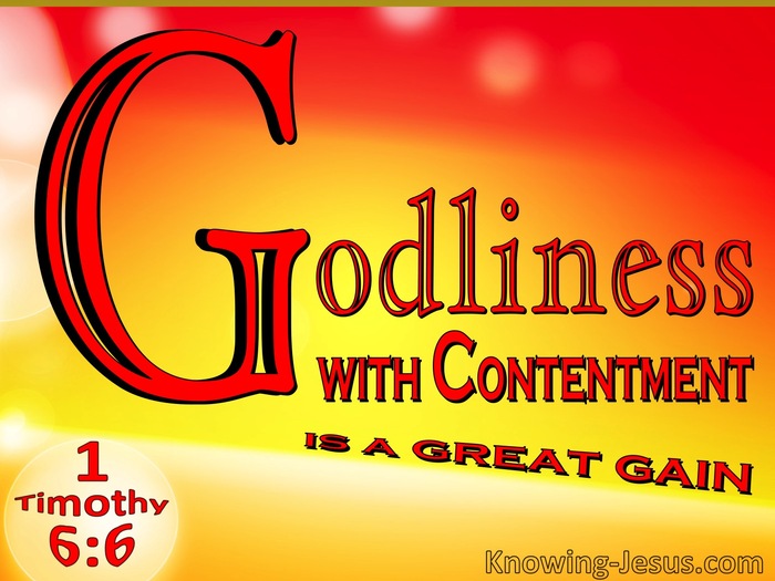 1 Timothy 6:6 Godliness With Contentment Is A Great Gain (red)