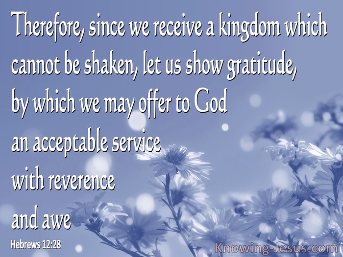 Hebrews 12:28 Let Us Offer Our Acceptable Service to God (blue)
