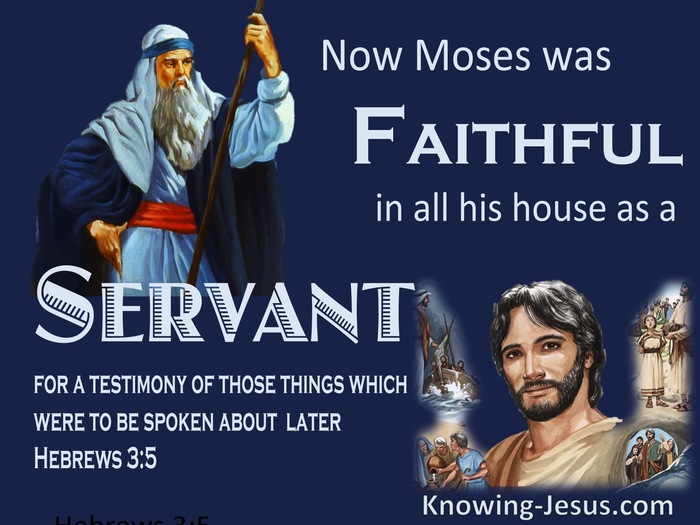 Hebrews 3:5 Moses Was Faithful In His House As A Servant (blue)