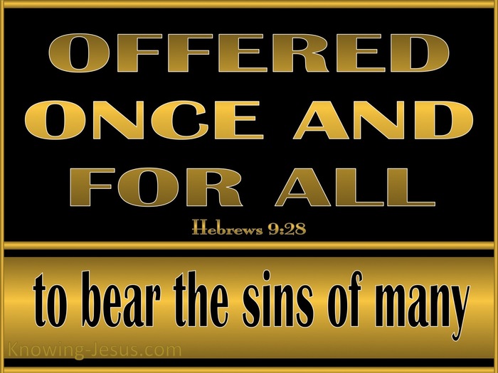 Hebrews 9:28 Christ Offered Once For All (gold)