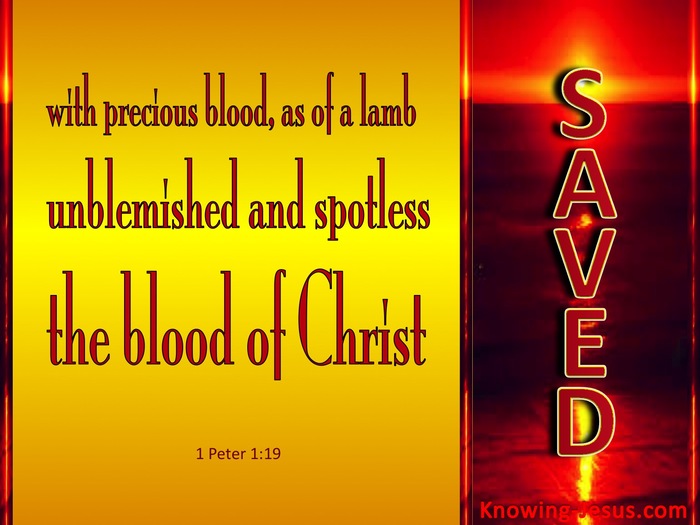 1 Peter 1:19 Saved With the Precious Blood of Christ (gold)