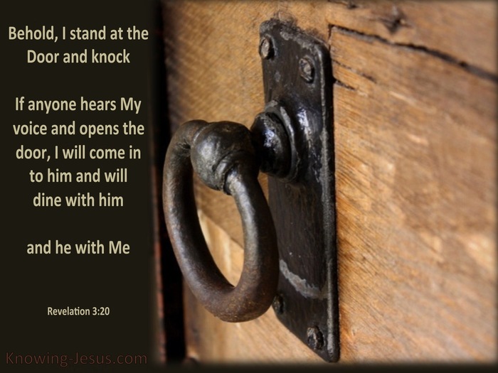 Revelation 3:20 Behold I Stand at the Door And Knock (beige)