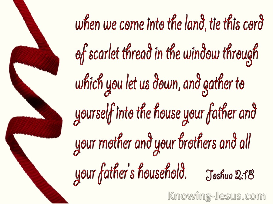 Joshua 2:18 Tie The Cord Of Scarlet In The Wondow And Gather Youself And Family Into The House (red)