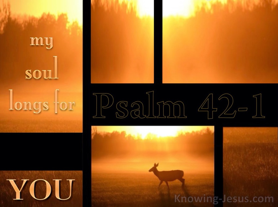 Psalms 421 WEB  As the deer pants for the water brooks So my